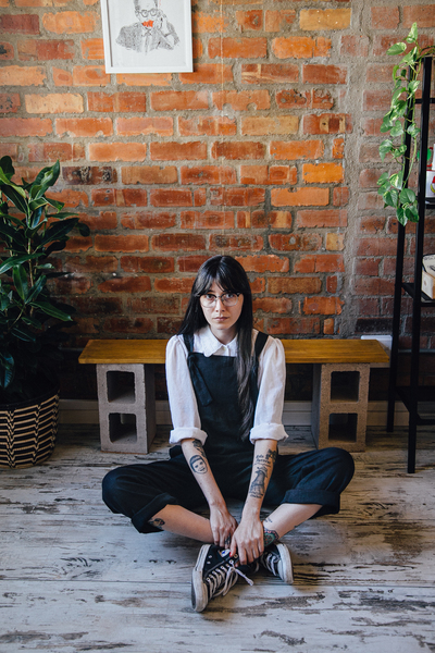 black linen dungarees